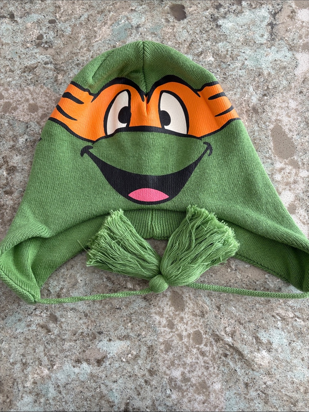 Orange Ninja Turtle Earflap Beanie with Orange Mask